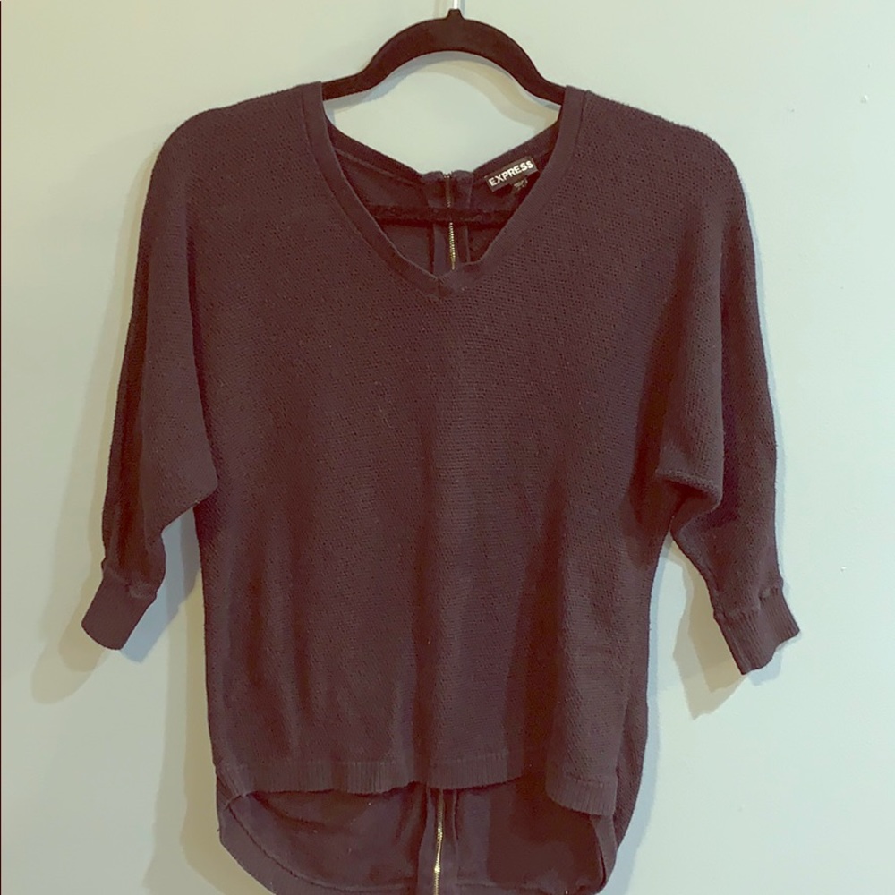 Express High-low Zip-up Back Sweater Black Size XS